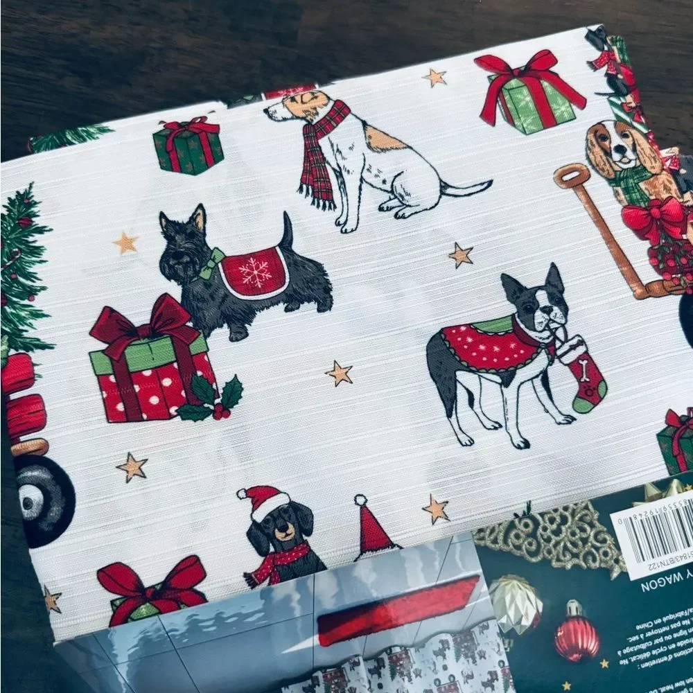 Christmas Dogs Holiday Luxury Fabric Shower Curtain